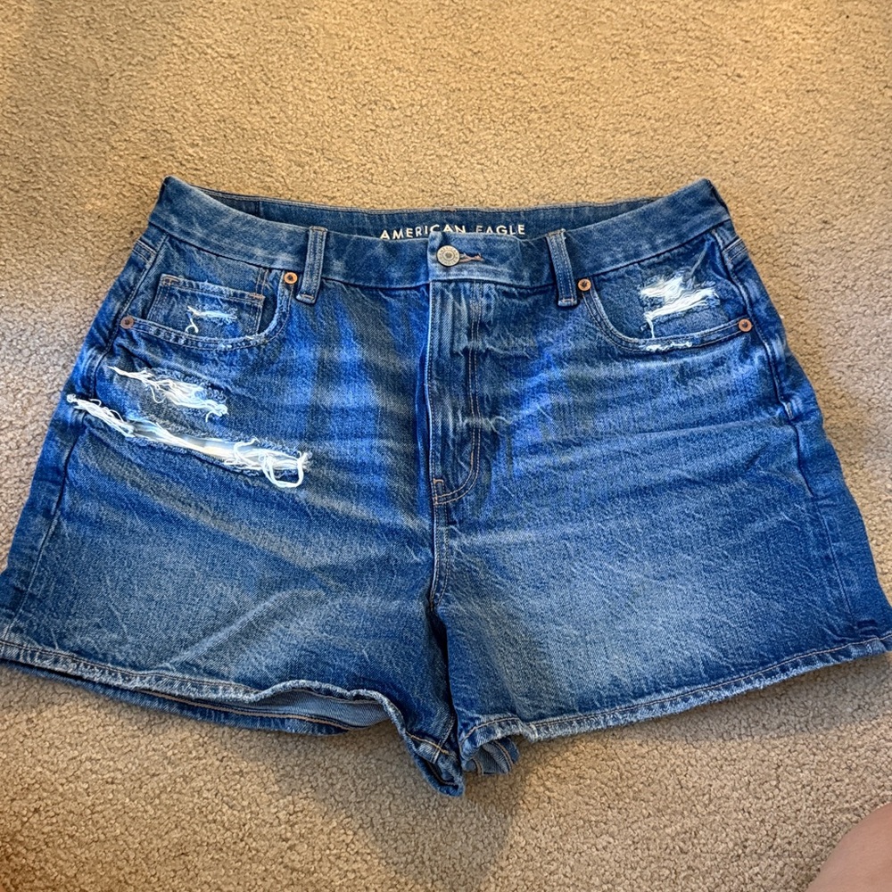 American Eagle Outfitters Distressed Blue Denim Jean Shorts